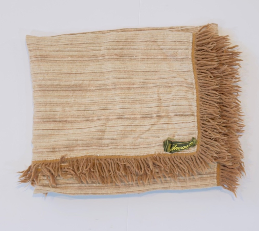 1960s Vicuña &amp; Alpaca Wool Blanket – Handwoven Vintage Brown Throw 5’6” x 4’